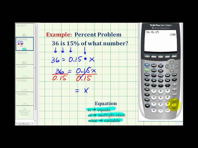 Example 2:  Solve a Percent Problem Using a Percent Equation