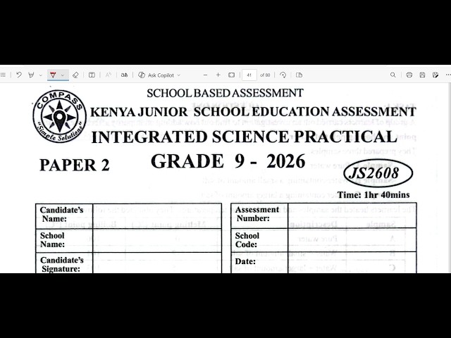 GRADE 9 INTEGRATED SCIENCE PAPER 2 PRACTICAL | COMPASS JS2608 | 2026 KJSEA PREDICTION