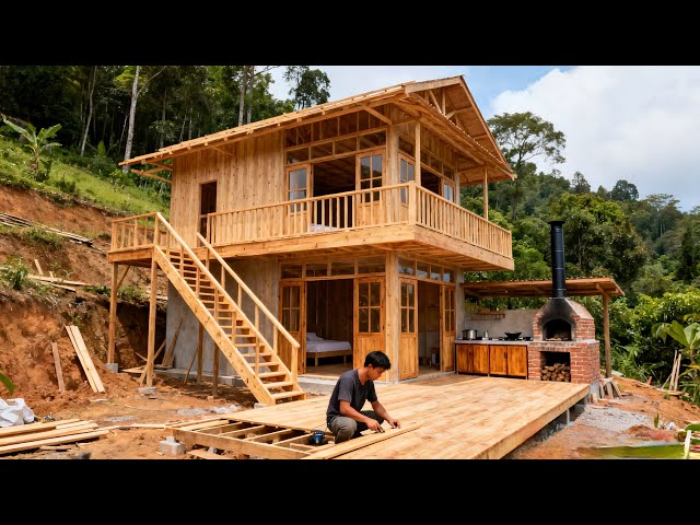 The talented young man transformed a remote forest into a unique home in just 230 days.