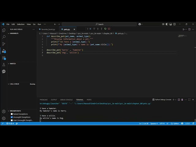 Functions & classes python