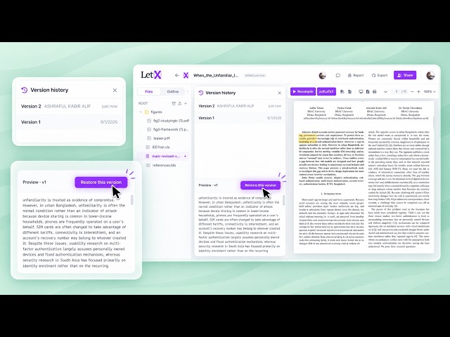 Restore Previous Versions of Your LaTeX Document | LetX