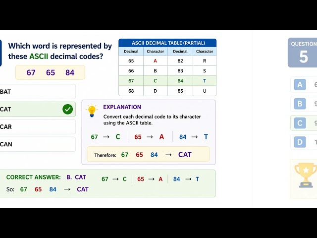 ASCII Codes Quiz | Binary & Decimal Practice Questions | IGCSE Computer Science