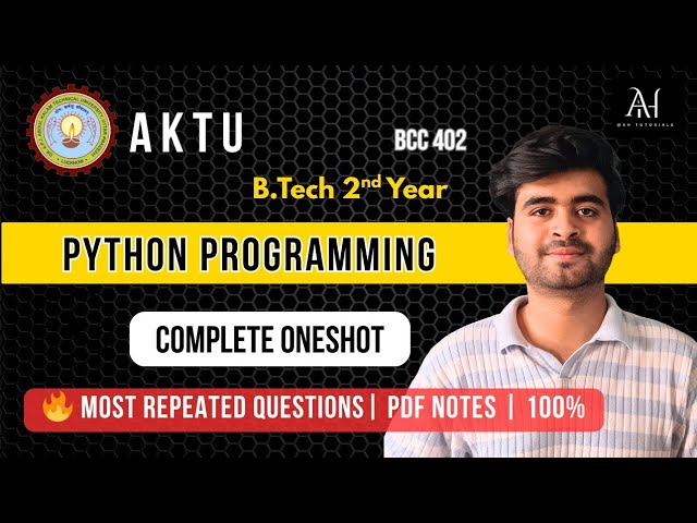 Python Programming AKTU One Shot 🔥 | BCC-402 | Most Repeated Questions | Complete Revision