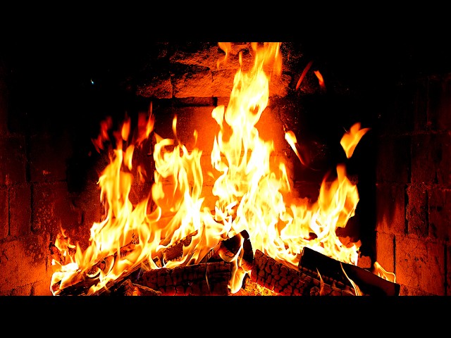 Cozy Fireplace 4K (12 HOURS). Fireplace with Crackling Fire Sounds. Fireplace Ambience