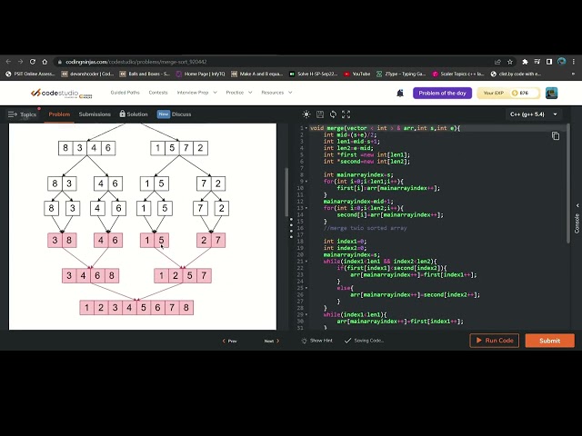 code studio - merge sort