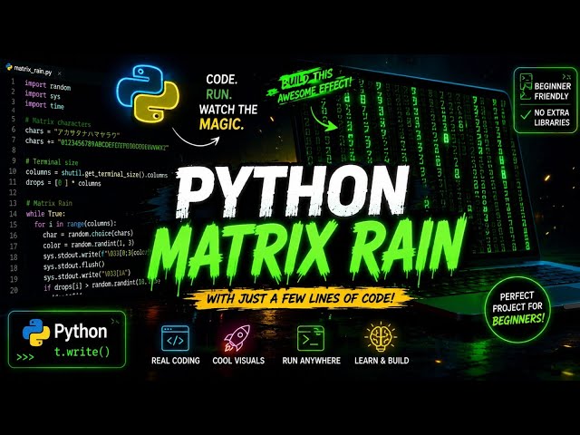 "I Coded the MATRIX in Python 💻🟢 | Turtle Graphics Animation"