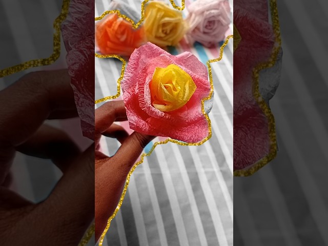 DIY Tissue paper flower ✨#diy #diyflowers #flowermaking #craft #creative #flowermakingideas #viral