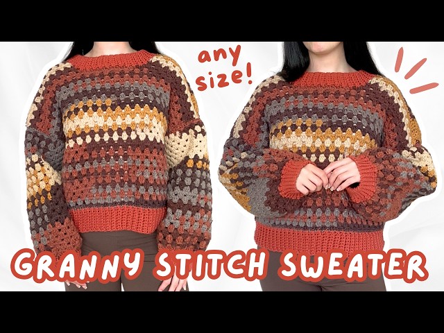 easy crochet granny stitch sweater tutorial for BEGINNERS (any size!) | how to crochet a sweater 🍂