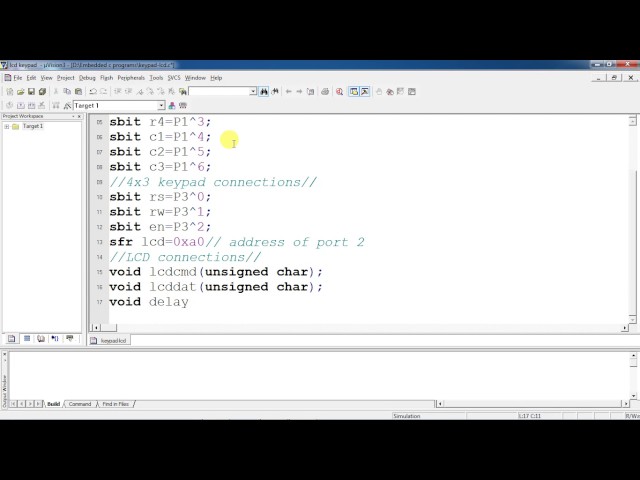 Keypad LCD Embedded C program for 8051 by using Keil IDE with Proteus simulation