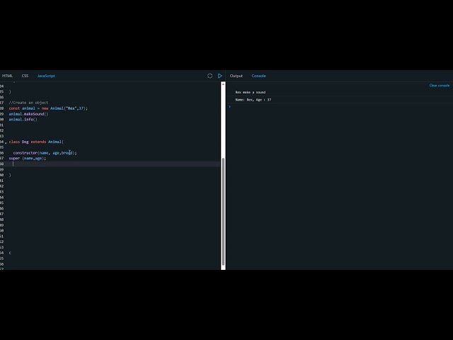 JavaScript class constructor example