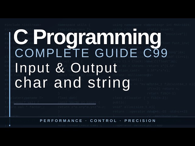 C Programming Part 5 single character and string input output