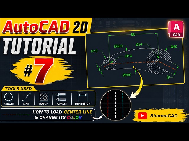 AutoCAD 2D Tutorial #7 | Practice Drawing Step by Step @sharmacad  #autocad #autocadtutorial