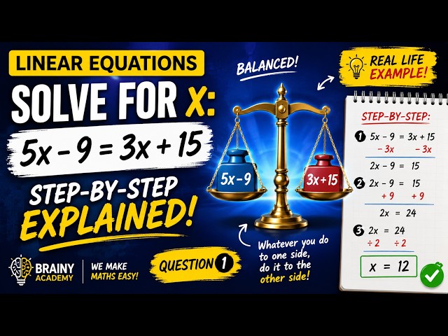 Solve Linear Equations FAST | SHS Core Maths | Made Easy_Q1