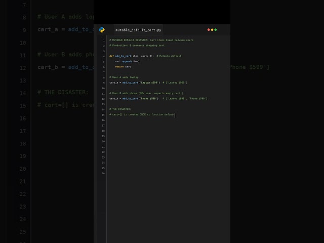 Mutable Default Args Charge 847 Customers For Others Orders?! #financialdisaster