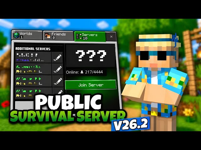 New Minecraft Public Survival Server | 26.2 Minecraft Public Server For Java & Bedrock