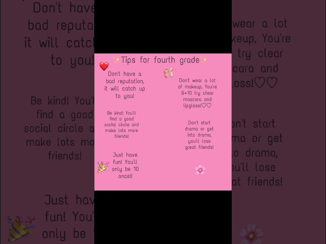 Tips for 4th grade!!! #preppyyyy #aesthetic #fun #fypシ゚viral #4thgrade #bekind