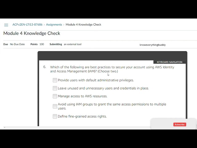 AWS Academy Cloud Foundations Module - 4 Knowledge Check Answers