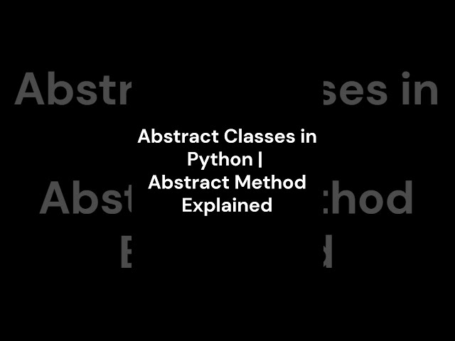 119 Abstract Classes in Python | Abstract Method Explained @learnwithmejay