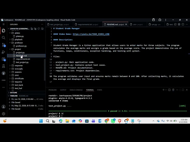 CS50P Final Project - Student Grade Manager