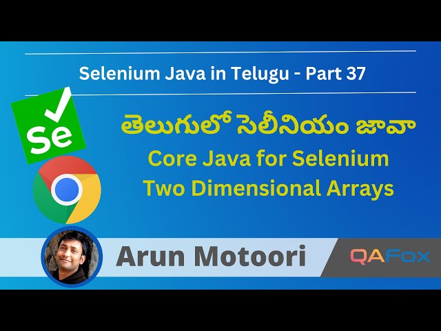 Core Java for Selenium in Telugu - Two Dimensional Arrays - Part 37