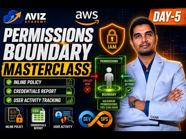 Day-5 | IAM Inline Policy, Permissions Boundary, credentials Report and User activity | Aviz Academy