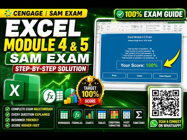 SAM Exam Excel Module 4 & 5 | Cengage SAM | 100% Step-by-Step Solution | Full Exam Walkthrough