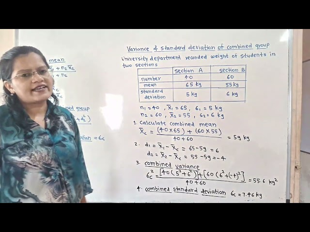 Standard deviation and variance of combined groups, statistics, engineering mathematics 3