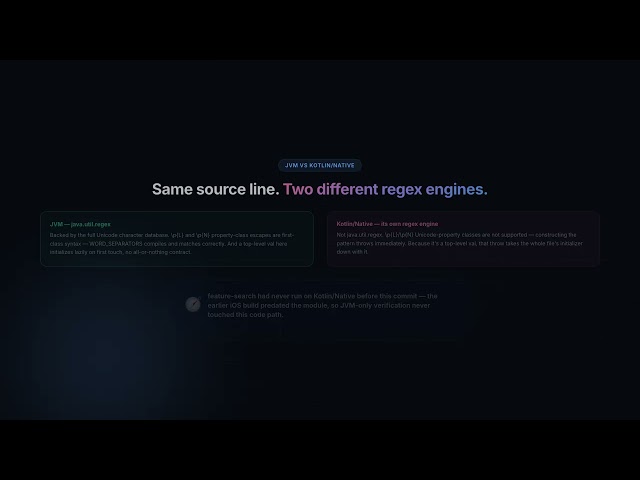 The Regex That Crashed Only on iOS — a Kotlin/Native Gotcha | KMP Build #8