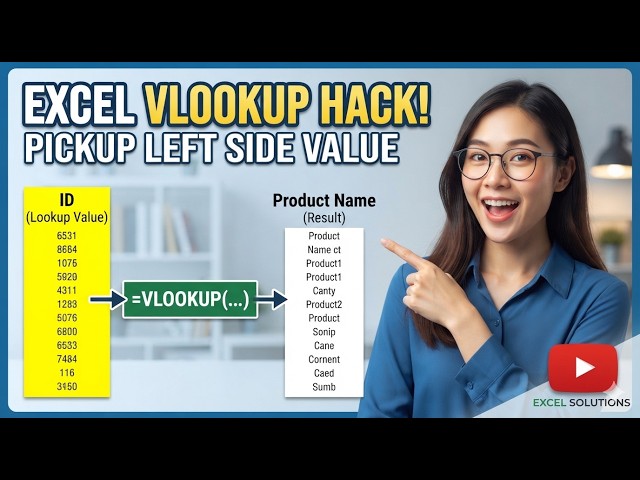 VLOOKUP to Pick Value From Left Side in Excel 🔥 | Easy VLOOKUP Trick #shorts