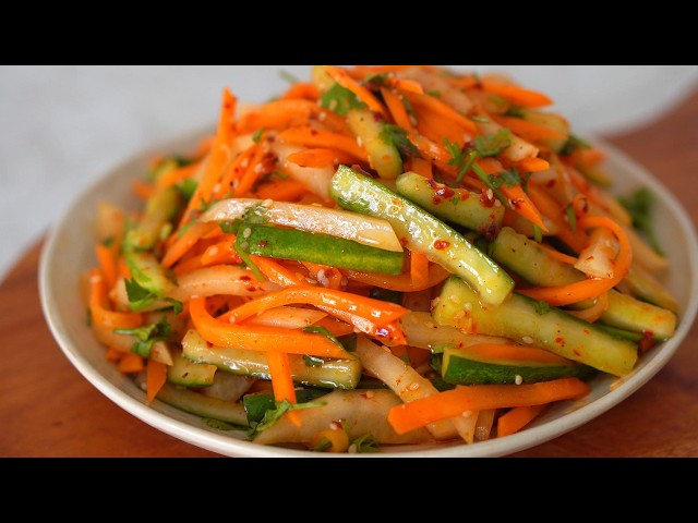 Cucumber Carrot and Radish Salad | Fresh Japanese Style Salad with Carrot, Cucumber & Sesame