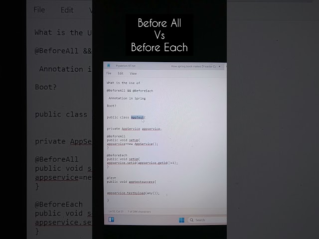 @BeforeAll vs @BeforeEach in JUnit 5 | Java Interview Question 2026#youtubeshorts#viralvideo#shorts