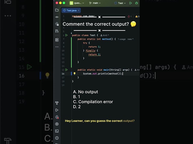 #java #coding #learning #interview #shorts Finally Block Overrides Return Value?