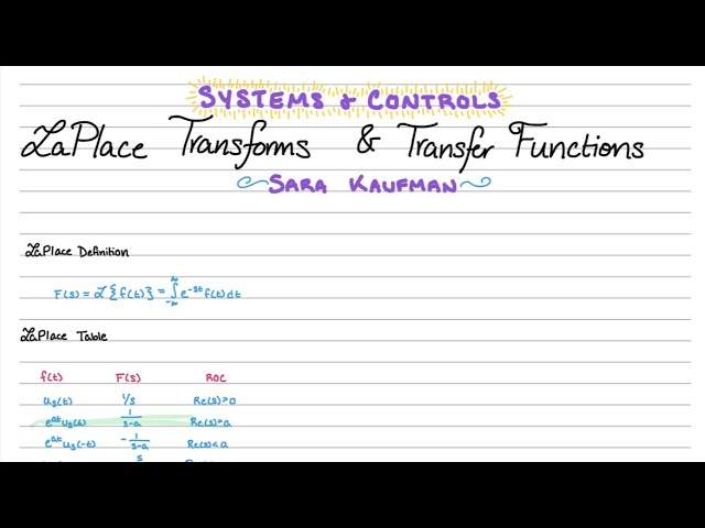 Systems & Controls 01: LaPlace Transforms and Transfer Functions