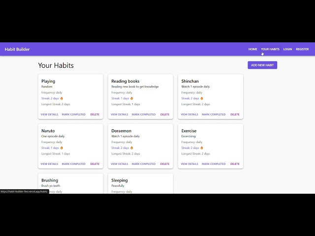Habit Builder Web Application | MERN Stack Project (React, Node.js, MongoDB)