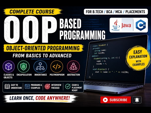 Object-Oriented Programming (OOP) Complete Course | Java & C++ | Beginner to Advanced | Placement
