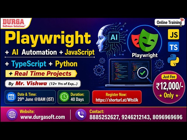 Playwright + AI Automation + JavaScript + TypeScript + Python Online Training @ DURGASOFT