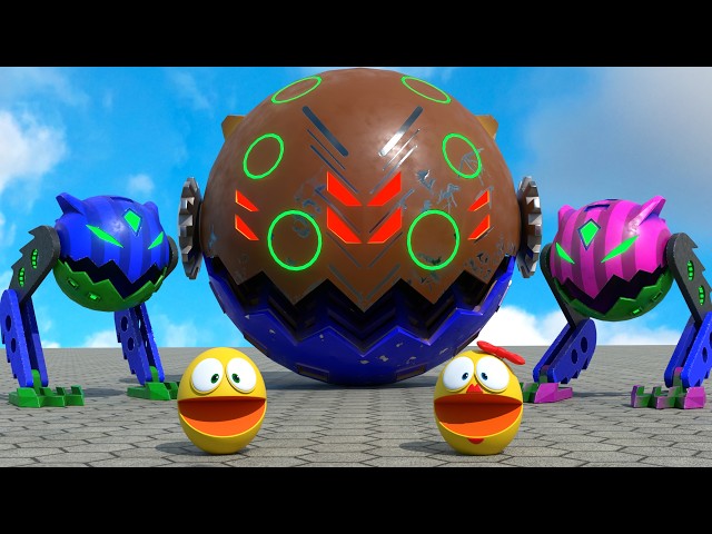 Pacman, Ms Pacman & Friend VS Dengerous Robots - Amazing Solutions Against Monsters (see end) 😉