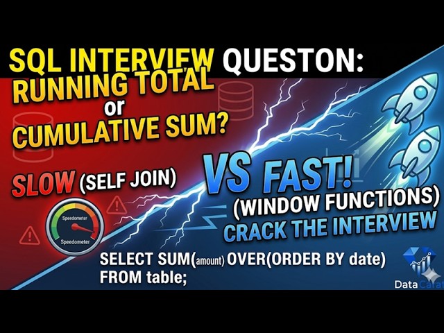 SQL Interview Question| Running Total or Cumulative Sum: Self Join vs Window Functions  #sql #data