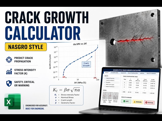 NASGRO-Style Crack Growth Calculator in Excel | Predict Fatigue Crack Propagation & Failure