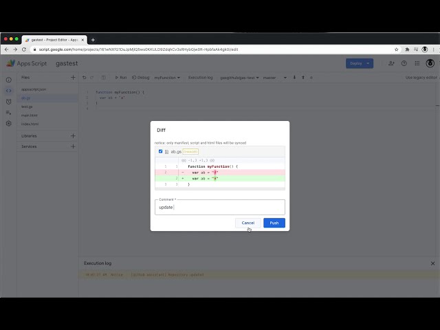 Google Apps Script Github Assistant Demo