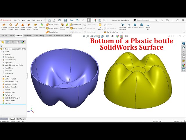 SolidWorks Surface Bottom of a Plastic Bottle
