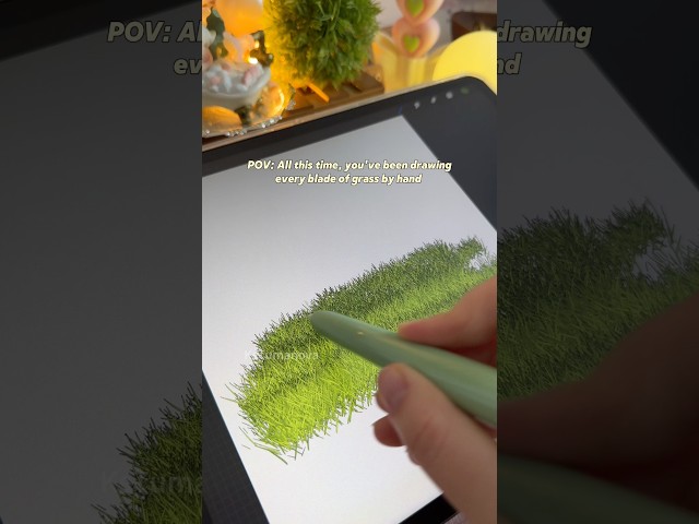 🌱Paint grass is easier with special brushes. Outline Forest Kit is linked in my bio #procreateart