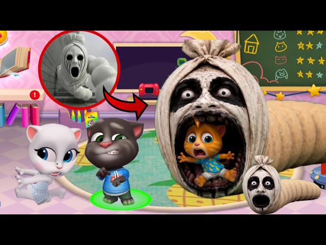 POCONG WORM COMES TO TOM AND ANGELA'S HOUSE AND EATS GINGER!!! - MY TALKING TOM FRIENDS