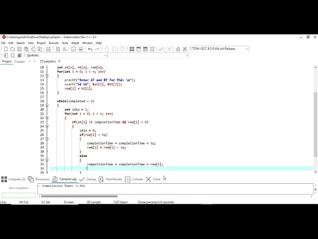 CPU Scheduling Algorithm | Code Implementation Round Robin – Non Preemptive in C