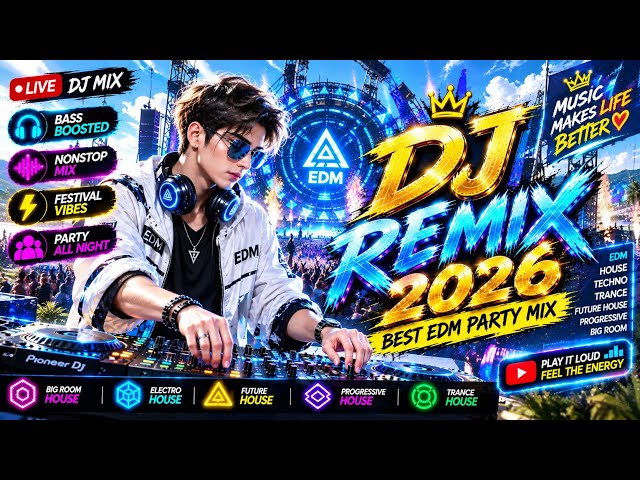 DJ REMIX 2026 🔥 BEST EDM PARTY MIX | Bass Boosted, Nonstop & Festival Vibes 🎧