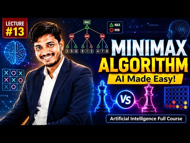 Learn Minimax Algorithm with Easy Examples Game Tree | AI Full Course for Beginners #ailecture #ai 