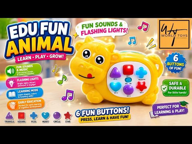 Edu Fun Animal Learning Toy with Lights & Funny Sounds | Interactive Educational Toy for Babies