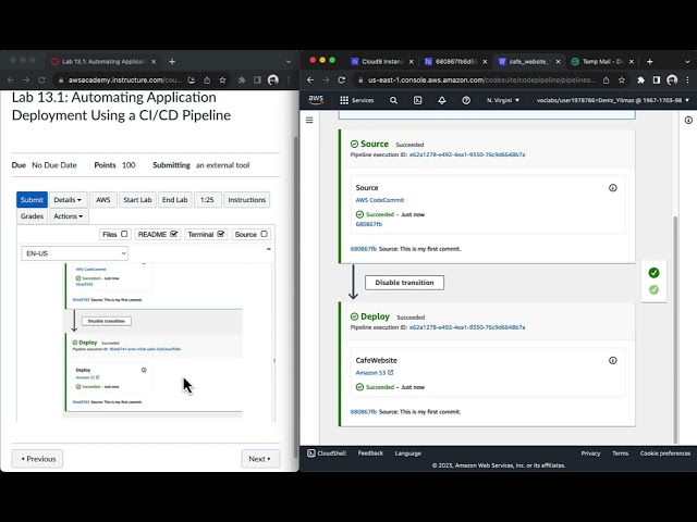 AWS Academy Cloud Developing Lab 13.1: Automating Application Deployment Using a CI/CD Pipeline