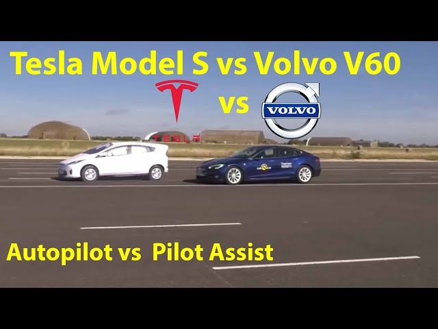 Tesla Model S Autopilot vs Volvo V60 Pilot Assist , Adaptive Cruise Control (ACC) test