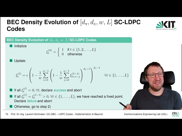 Lecture "Channel Coding: Graph-based Codes", Chapter 6, Vid. 4, "SC-LDPC Codes: Density Evolution"